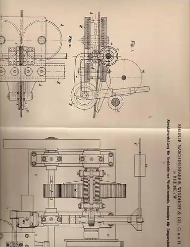 Original Patentschrift - Maschinenfabrik Windhoff & Co in Rheine i.W. , 1902 , Abwickelapparat für Drahtseile !!!