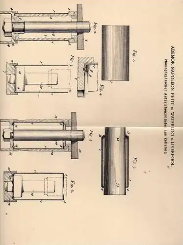 Original Patentschrift - A. Petit in Waterloo b. Liverpool , 1902 , Phonograph , Zylinder aus Zelluloid !!!