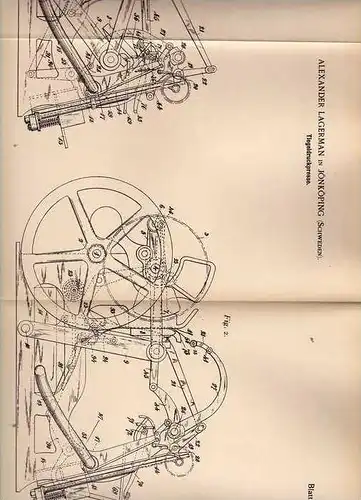 Original Patentschrift - A. Lagerman in Jönköping , 1902 , Tiegeldruckpresse , Presse , Druckerei !!!