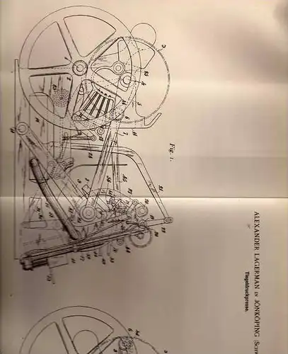 Original Patentschrift - A. Lagerman in Jönköping , 1902 , Tiegeldruckpresse , Presse , Druckerei !!!