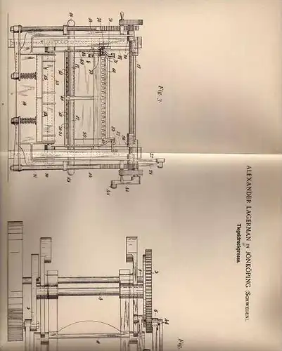 Original Patentschrift - A. Lagerman in Jönköping , 1902 , Tiegeldruckpresse , Presse , Druckerei !!!
