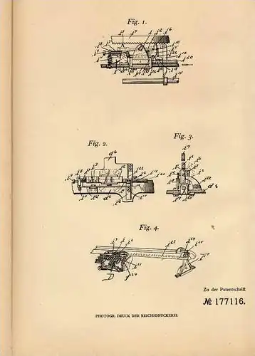 Original Patentschrift - G. Donning in Orange , 1903 , Schlitten für Schreibmaschine !!!