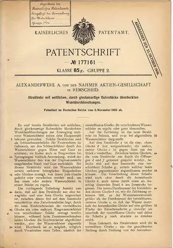 Original Patentschrift - Alexanderwerk AG in Remscheid , 1905 , Strahlrohr mit Wanddurchbrechungen !!!