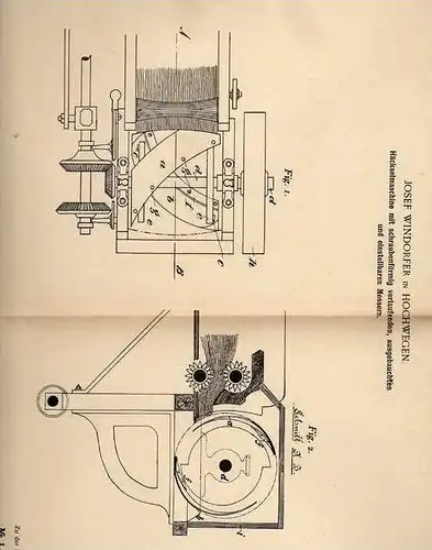 Original Patentschrift - J. Windorfer in Hochwegen , 1902 , Häckselmaschine , Landwirtschaft , Häcksler !!!