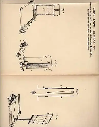 Original Patentschrift - L. Granass in Hermsdorf , 1903 , Träger mit Zeilenzeiger für Schreibmaschine  !!!!