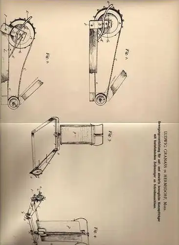 Original Patentschrift - L. Granass in Hermsdorf , 1903 , Träger mit Zeilenzeiger für Schreibmaschine  !!!!