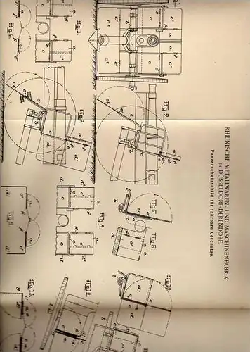 Original Patentschrift - Panzerschutzschild für Geschütze , 1902 , Rheinische Metallfabrik in Düsseldorf - Derendorf !!!