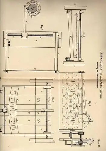 Original Patentschrift - J. Cauderay in Lausanne , 1889 , Stromzähler , Elektricitätszähler !!!