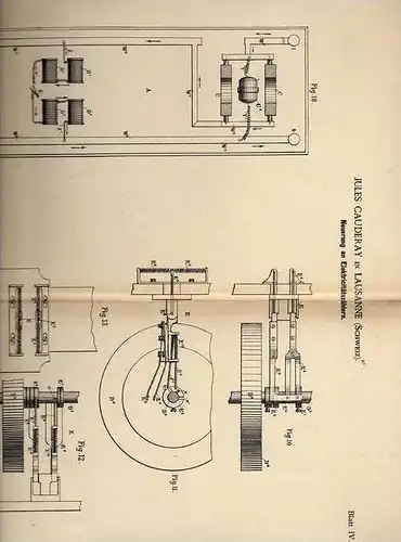 Original Patentschrift - J. Cauderay in Lausanne , 1889 , Stromzähler , Elektricitätszähler !!!