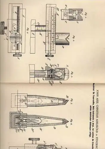 Original Patentschrift - Nachtvisier für Feuerwaffen , 1889 , J. Adelsköld in Stockholm , Pistole , Gewehr !!!