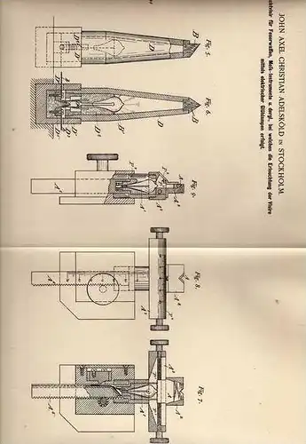 Original Patentschrift - Nachtvisier für Feuerwaffen , 1889 , J. Adelsköld in Stockholm , Pistole , Gewehr !!!