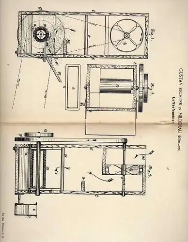 Original Patentschrift - G. Richter in Mildenau b. Raspenau , 1889 , Luftbefeuchter , Erfrischer !!!