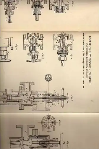 Original Patentschrift - R. Brooke in Crumpsall , 1889 , Dampfdüsen für Injektoren !!!