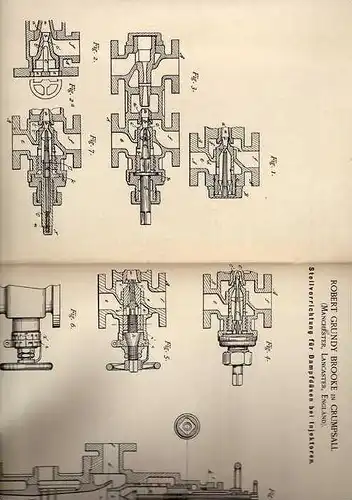 Original Patentschrift - R. Brooke in Crumpsall , 1889 , Dampfdüsen für Injektoren !!!