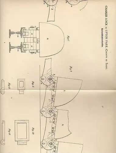 Original Patentschrift - Ch. Lock in Upton Park , 1889 , Gelenkhakenkette , Kette !!!