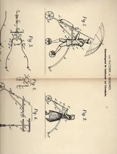 Original Patentschrift - von Natzmer in Siebleben , 1889 , Gestell für Fußrad - und Schlittschuhläufer , Schlittschuhe !