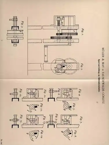 Original Patentschrift - Müller & May in Rauschwale - Görlitz , 1899 , Winde für Schranke , Schlagbaum !!!