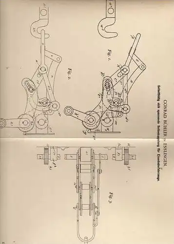 Original Patentschrift - C. Bühler in Esslingen , 1898 , Kupplung für Eisenbahn !!!