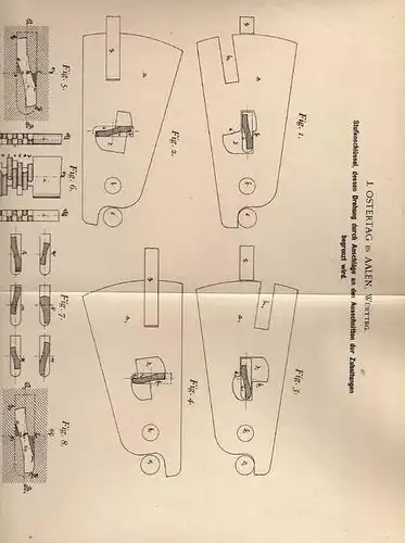 Original Patentschrift - J. Ostertag in Aalen , Württbg., 1899 , Stufenschlüssel !!!