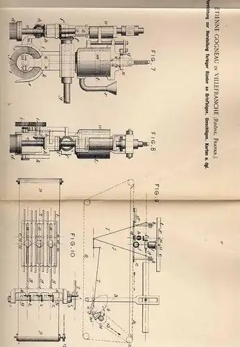 Original Patentschrift - E. Gogneau dans Villefranche sur Saône ,1900, Production de cartes de couleur jante !!!