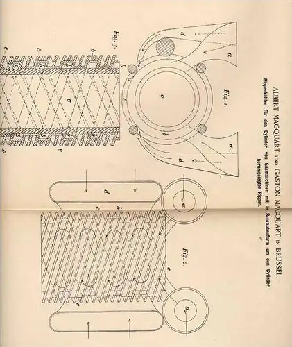 Original Patentschrift - A. Macquart in Brüssel , 1900 , Rippenkühler für Gasmaschinen !!!