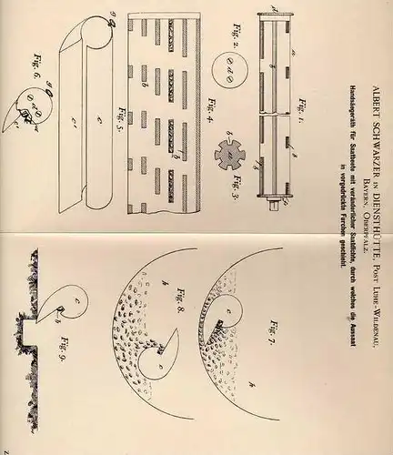 Original Patentschrift - A. Schwarzer in Diensthütte , Post Luhe - Wildenau , 1900 , Säegerät für Saatbeete , Ackerbau !