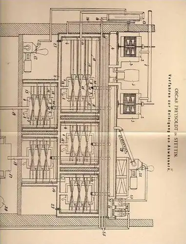 Original Patentschrift - O. Freysoldt in Stettin , 1899 , Reinigung von Abwasser , Kanalisation , Klärwerk !!!
