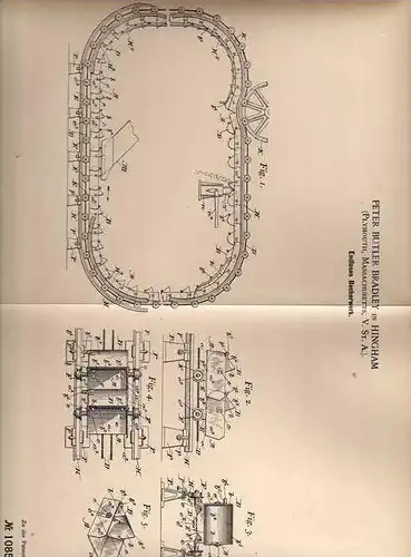 Original Patentschrift - P. Bradley in Hingham , USA , 1898 , Endloses Becherwerk , Förderband !!!