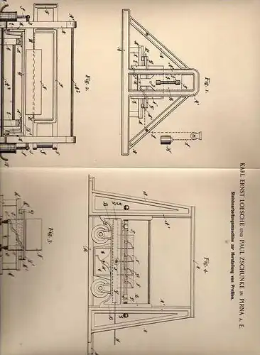 Original Patentschrift - K. Loesche in Pirna a.E., 1898 , Steinbearbeitungsmaschine , Stein !!!