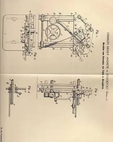 Original Patentschrift - C. Andrew in Stockport , 1900 , Maschine für Tabak , Cigarette , Cigarre !!!
