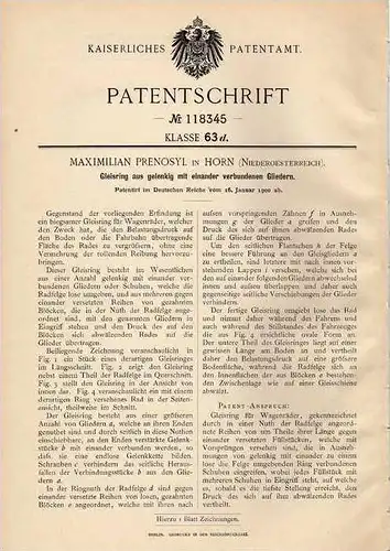 Original Patentschrift - M. Prenosyl in Horn , 1900 , Gleisring mit Gliedern !!!