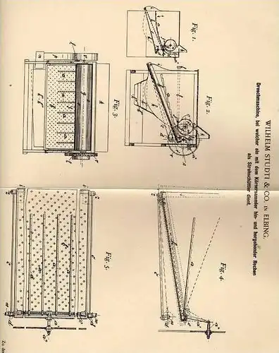 Original Patentschrift - W. Studti & Co in Elbing , 1900 , Dreschmaschine , Dreschen , Landwirtschaft , Ernte !!!