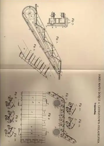 Original Patentschrift - J. Dodge in Germantown - Philadelphia , 1899 , Aufzug für Treppe , Lift , Rolltreppe !!!