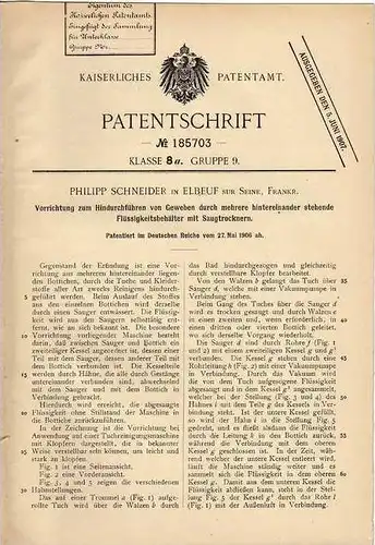 Original Patentschrift - P. Schneider in Elbeuf sur Seine , 1900 , Saugtrockner für Gewebe !!!