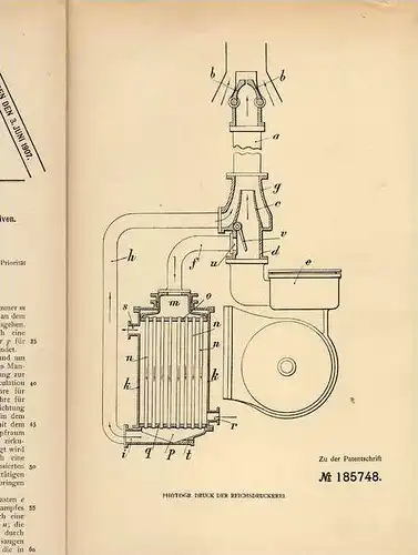 Original Patentschrift - C. Caille in Le Perreux , 1906 , Lokomotive , Eisenbahn , Auspuffwärme !!!