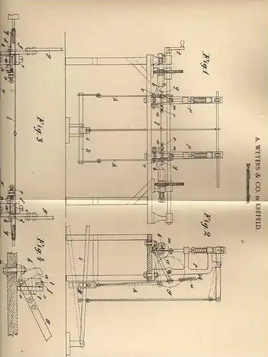 Original Patentschrift - A. Weyers & Co in Krefeld , 1900 , Drahtlitzenmaschine !!!