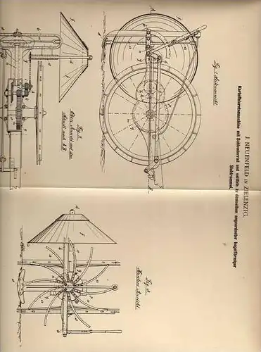 Original Patentschrift - J. Neuenfeld in Zielenzig / Sulecin , 1900 , Erntemaschine für Kartoffeln , Landwirtschaft !!!