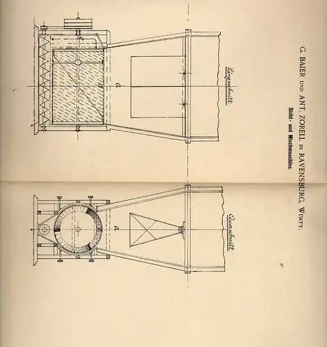 Original Patentschrift - G. Baier in Ravensburg , 1900 , Sicht- und Mischmaschine !!!