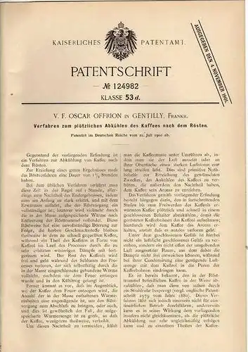 Original Patentschrift - V. Offrion in Gentilly , 1900 , Kaffee , Cafe , Röstung !!!