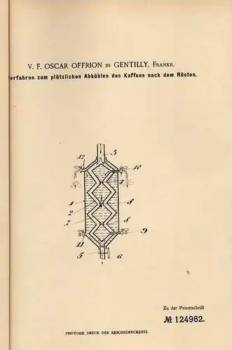 Original Patentschrift - V. Offrion in Gentilly , 1900 , Kaffee , Cafe , Röstung !!!