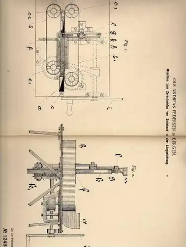 Original Patentschrift - O. Pedersen in Bergen , 1900 , Maschine für Zwieback !!!