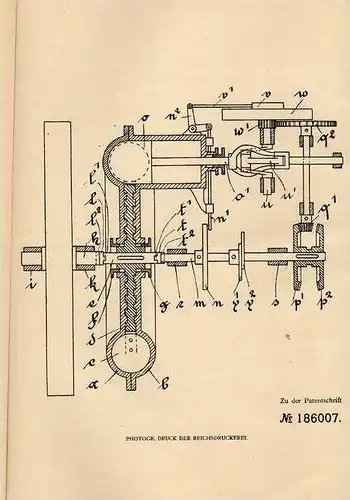 Original Patentschrift - M. Orenstein in Michendorf , 1906 , Antrieb für Ventile von Kraftmaschinen , Motor !!!