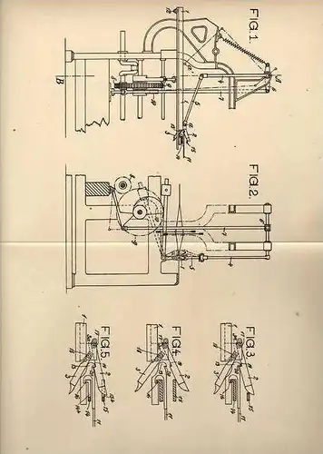 Original Patentschrift - E- Bernscheid in Nowawes , 1905 , Webstuhl , Rutengreifer , Weberei !!!