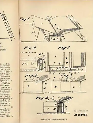 Original Patentschrift - O. Roemmer in Eilenstedt , Bez. Magdeburg , 1905 , Briefordner , Register !!!