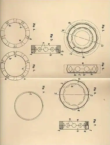 Original Patentschrift - E. Sachs in Schweinfurt , 1906 , Kugellager , Käfigring !!!