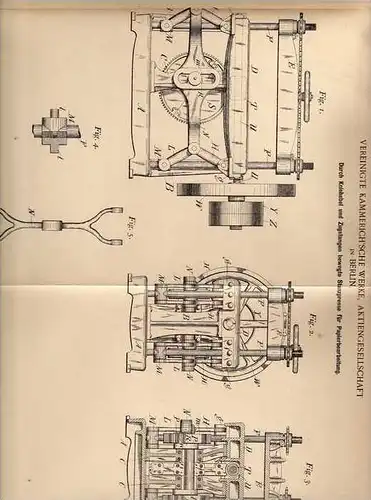 Original Patentschrift - Kammerich`sche Werke  AG in Berlin , 1899 , Stanzpresse , Presse für Papier !!!