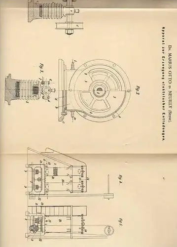 Original Patentschrift - Dr. M. Otto in Neuilly , Seine ,1899 , Apparat für elektrische Entladungen !!!