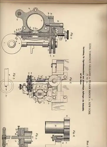 Original Patentschrift - E. Gilliland in Pelham Manor , 1898 , Cigaretten Maschine , Cigarette !!!