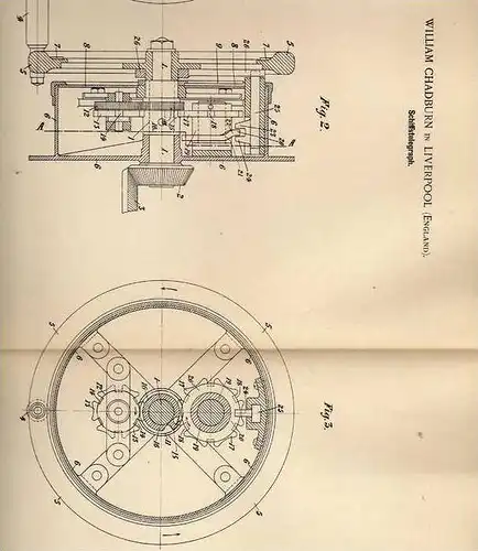 Original Patentschrift - W. Chadburn in Liverpool , 1899 , Telegraph für Schiffe , Schiffstelegraph !!!