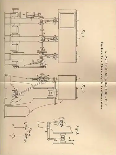 Original Patentschrift - A. Iskolski in Harburg a.E., 1900 , Steuerung für Kraftmaschinen !!!